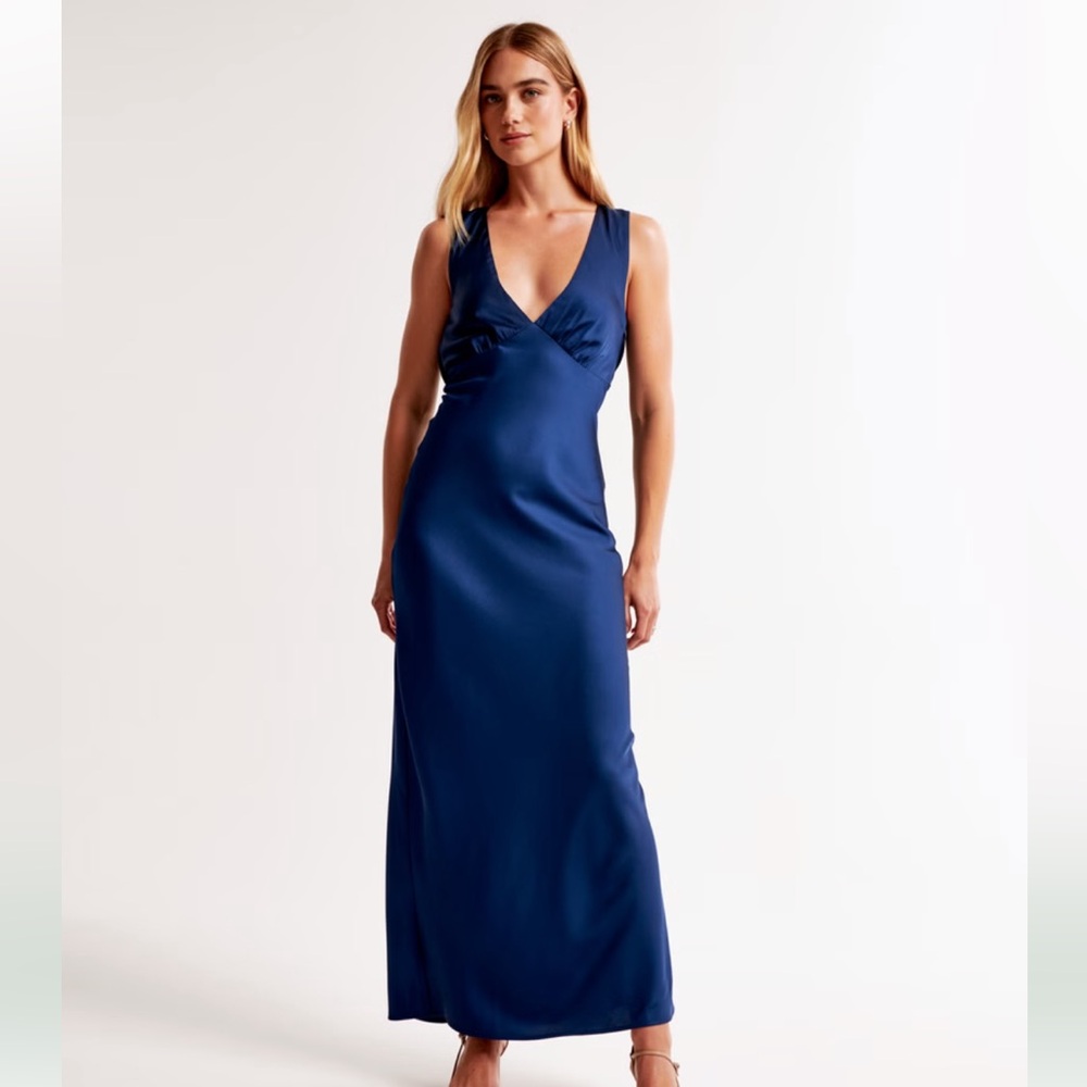 Plunge Cowl Back Maxi Dress